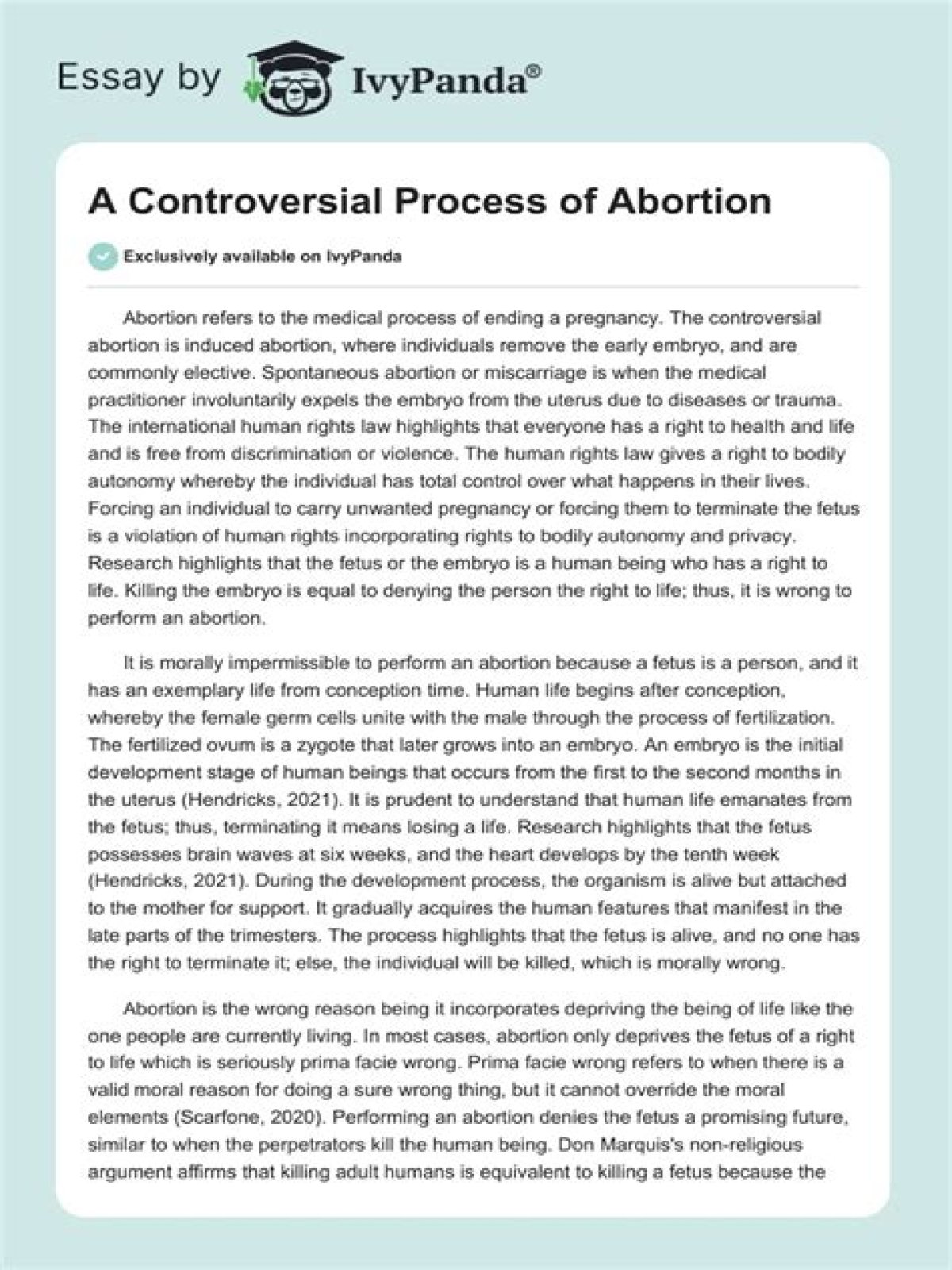Abortion Essay: A Controversial however Attention-grabbing Matter