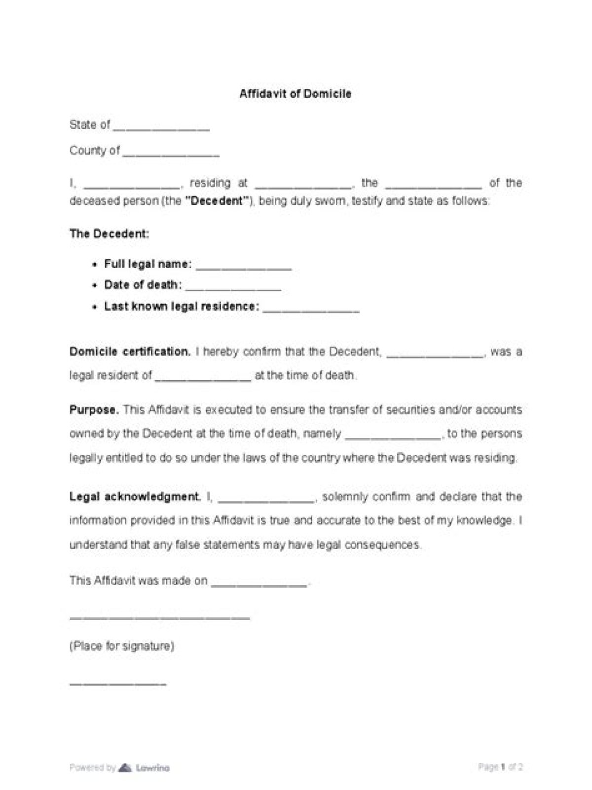 Affidavit of domicile - How To Discuss