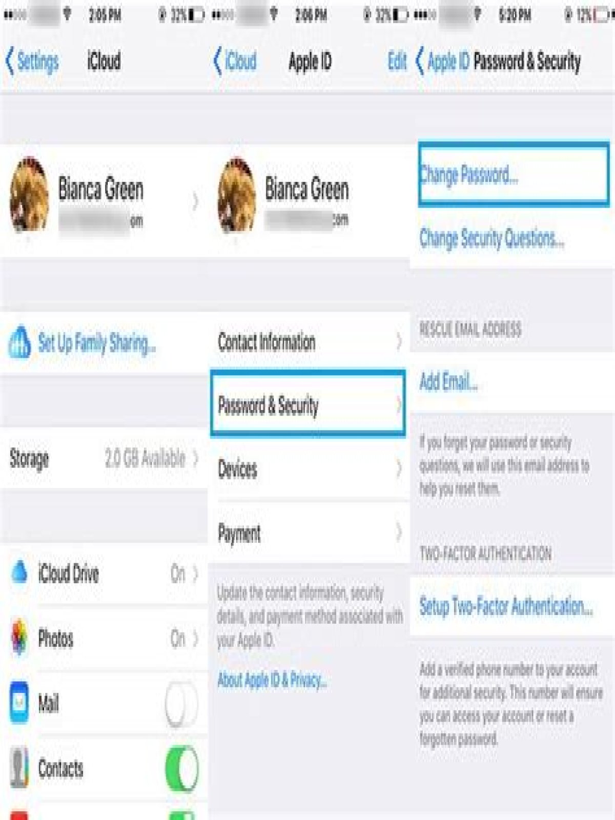 How to change your icloud password