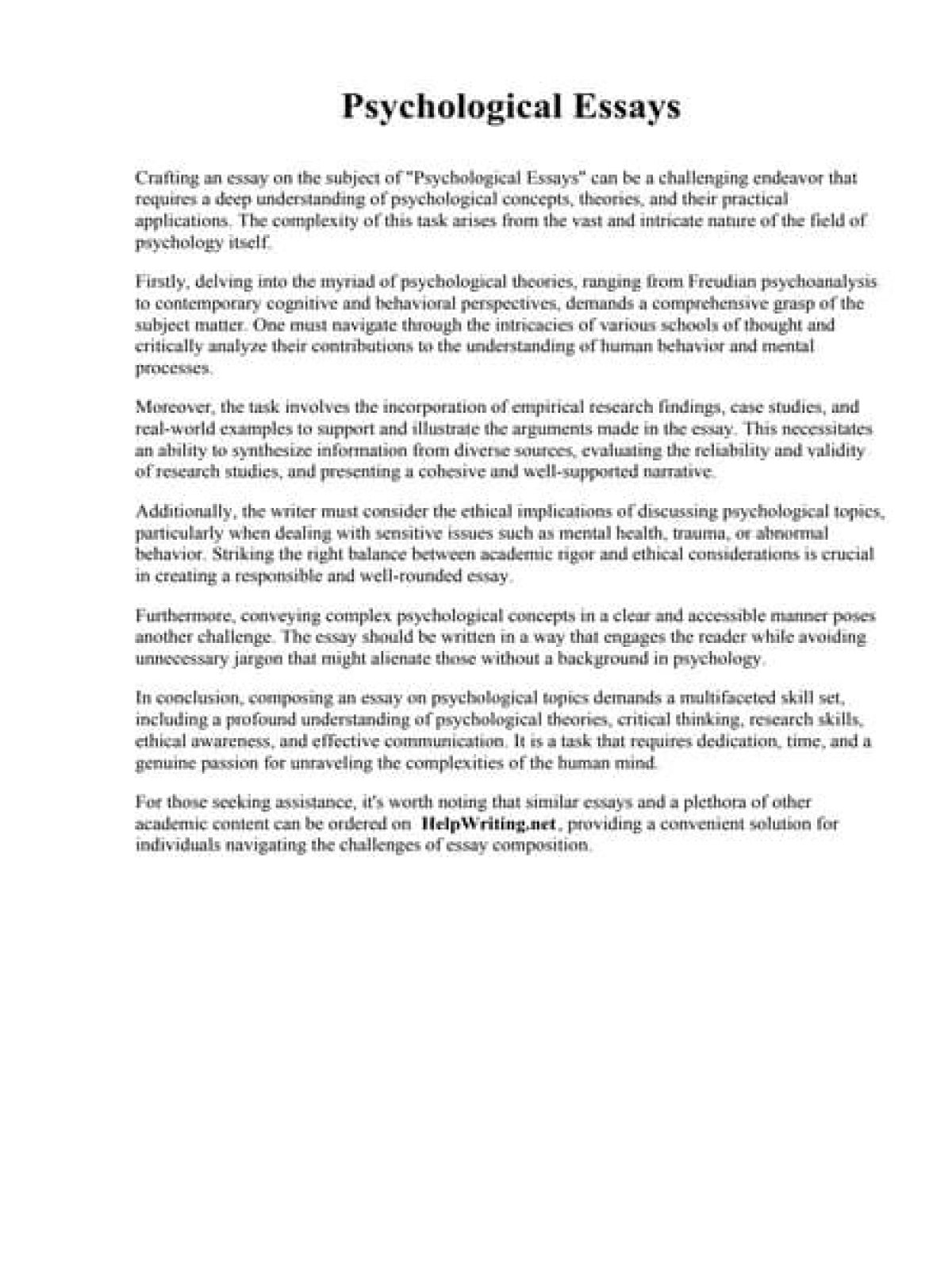 Psychology Essays Want Correct and Up-to-date Analysis