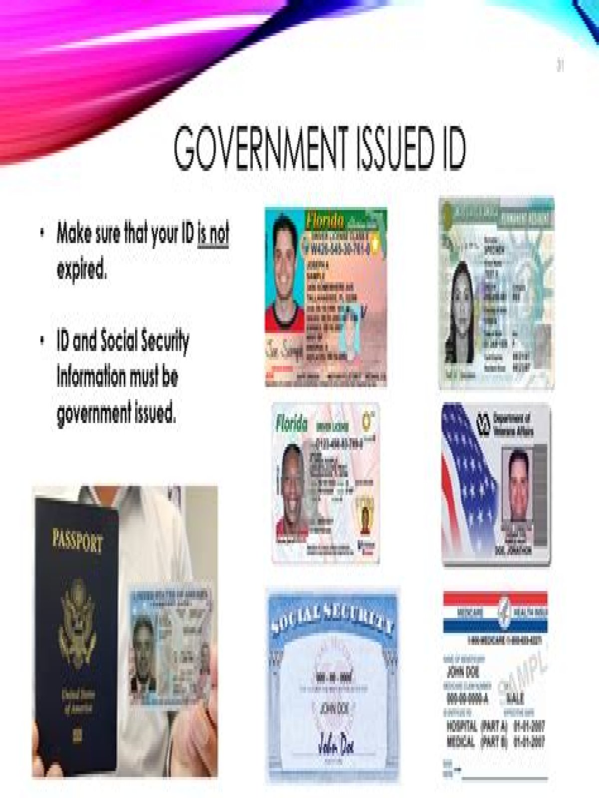 What are examples of government-issued IDs?