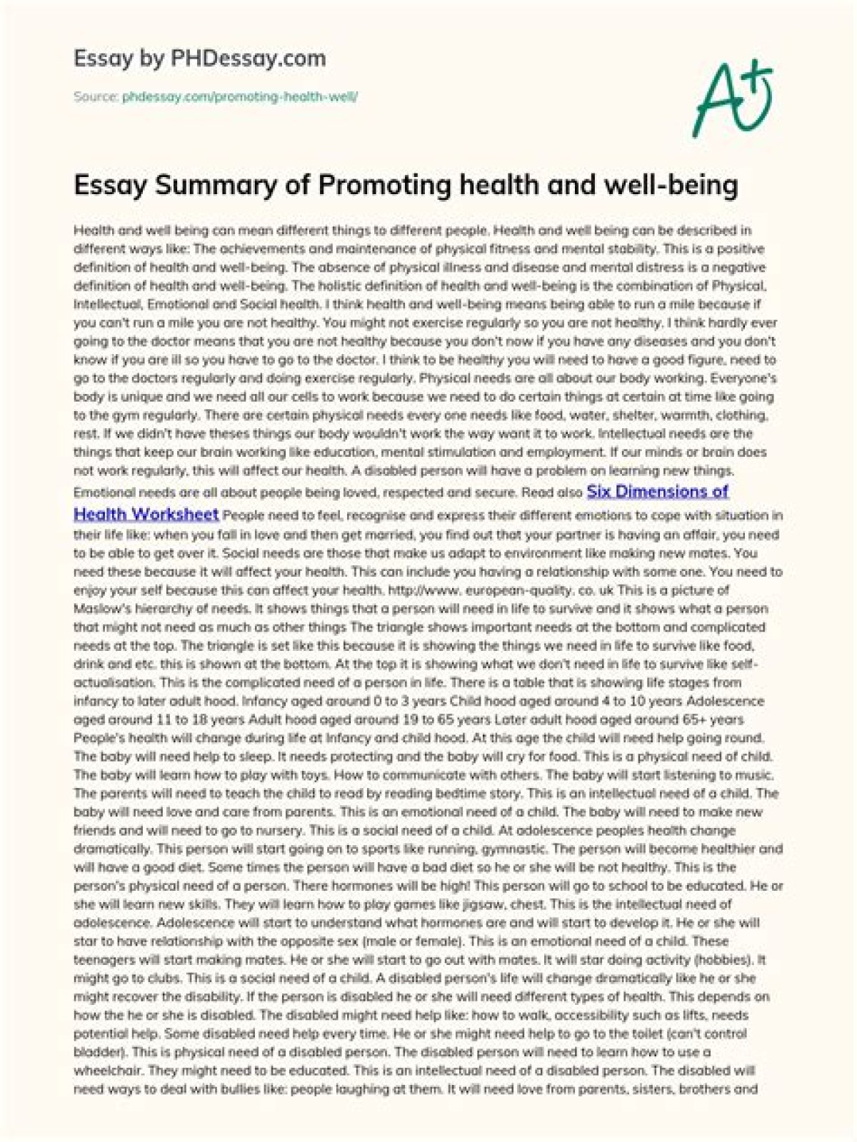 What can we write in a Well being Essay?